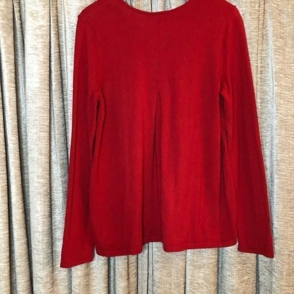 J Jill Red V Neck Pleated Back Sweater Size Small - Picture 12 of 16